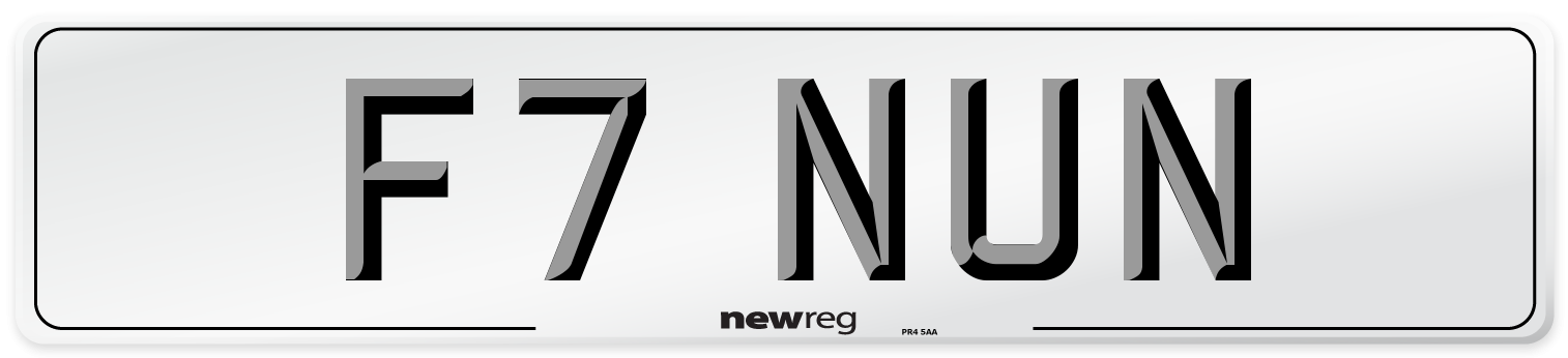 F7 NUN Number Plate from New Reg